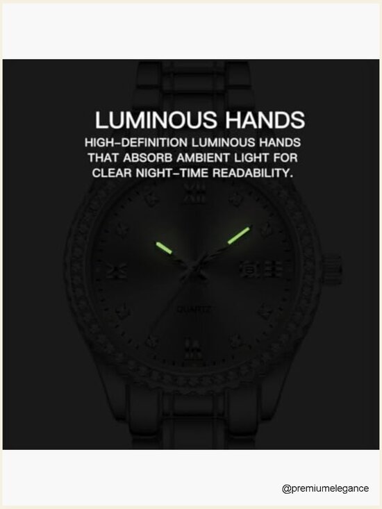 Luxury Diamond Quartz Wrist Watch with Date Waterproof Ladies Dress Casual